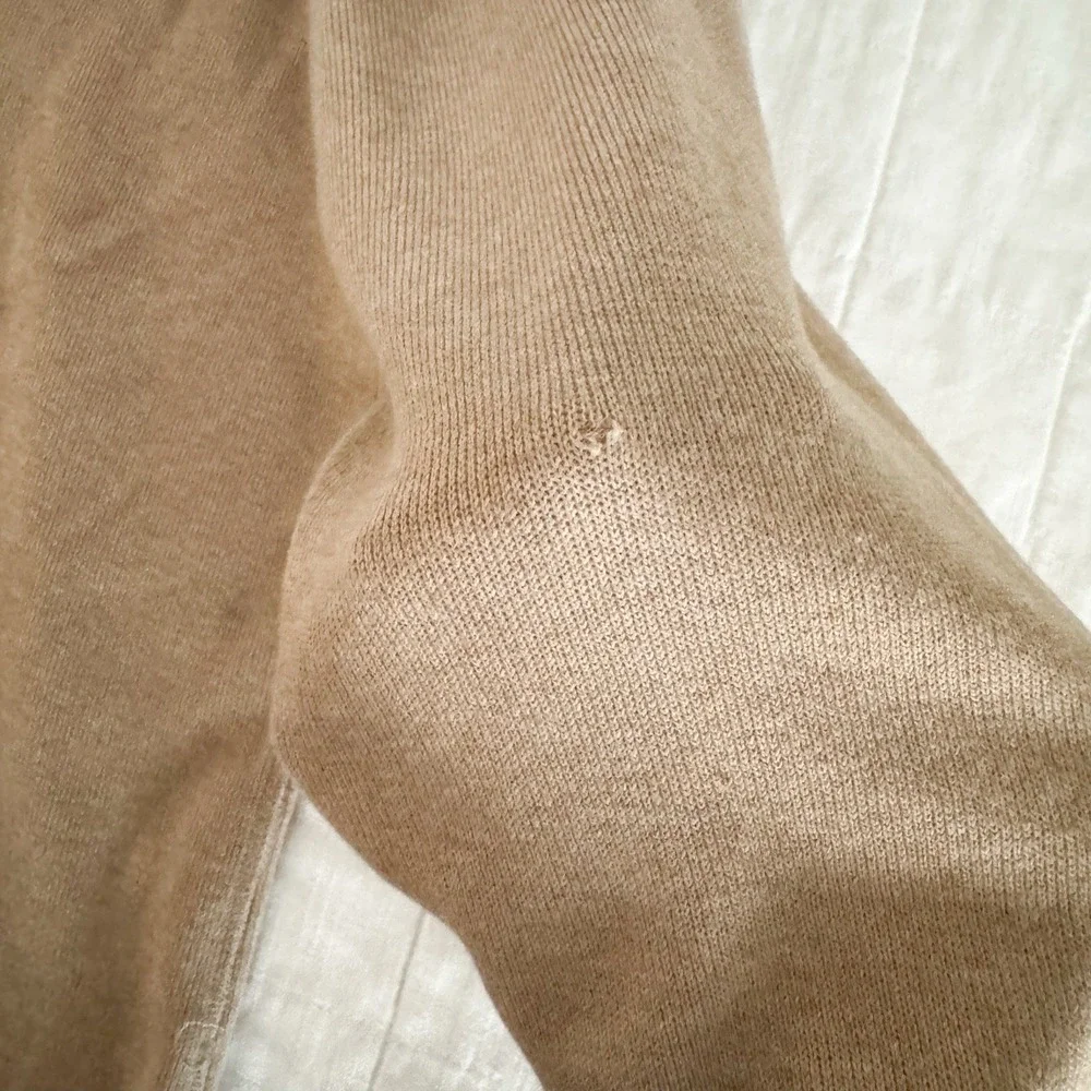 Banana Republic Sweater Men's XL 100% Cotton Tan Quarter‎ Zip Heavy Knit SOFT